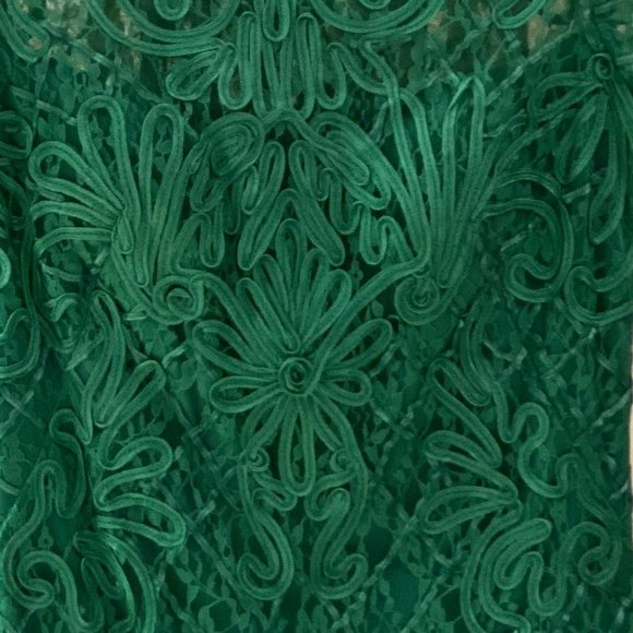 🎉 HP 🎉 NEW Sue Wong Embroidered Emerald Green Lace Sheath Cocktail Dress - Picture 9 of 9